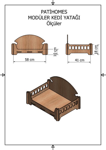 Modüler Ahşap Kedi Yatağı ve Köpek Yatağı