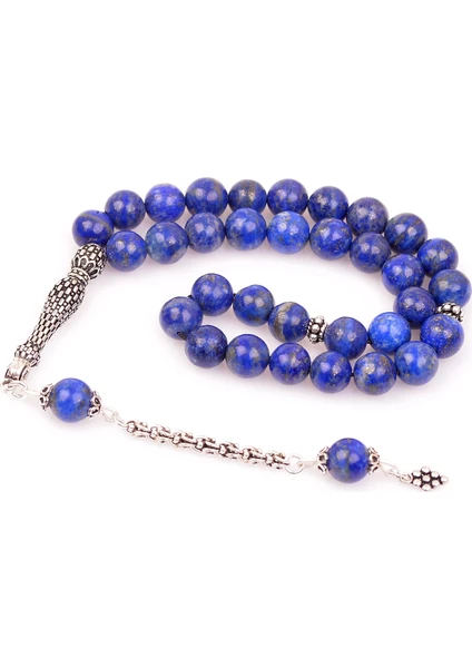 Taş Sandığı Lapis Lazuli Taşı Gümüş Tesbih ( 8 mm )