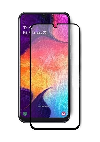 Samsung Galaxy A50 Tam Kaplayan Şeffaf Silikon Kılıf + 5D Cam Ekran Koruyucu - Şeffaf