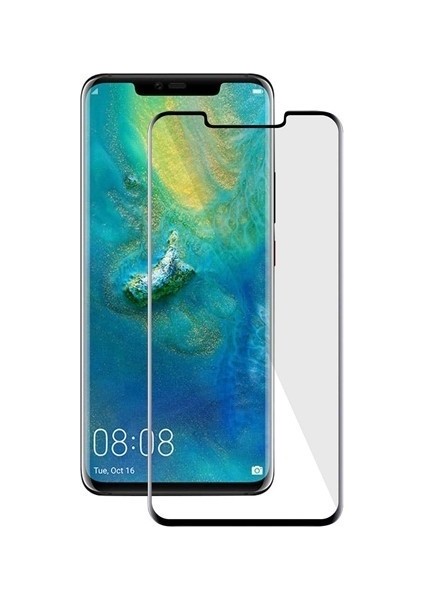 Huawei Mate 20 Pro Tam Kaplayan Şeffaf Silikon Kılıf + 5D Cam Ekran Koruyucu - Şeffaf