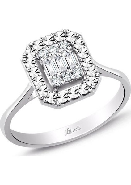 0.15 Ct. Modern Tasarım Baget Kare Tektaş Yüzük