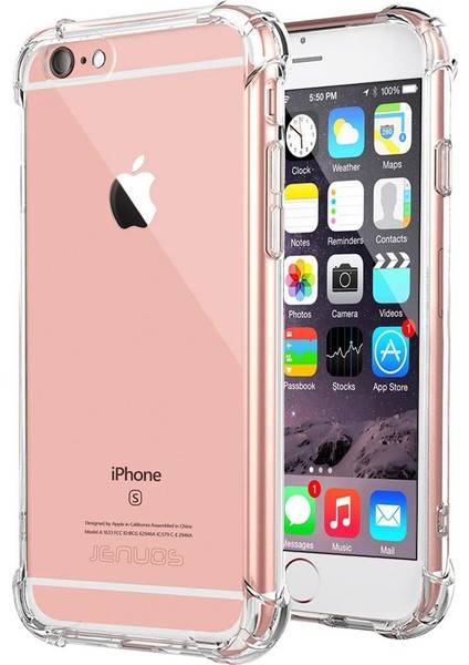 Apple iPhone 6 Köşe Korumalı Darbe Emici Airbag Silikon Kılıf Arka Kapak - Şeffaf
