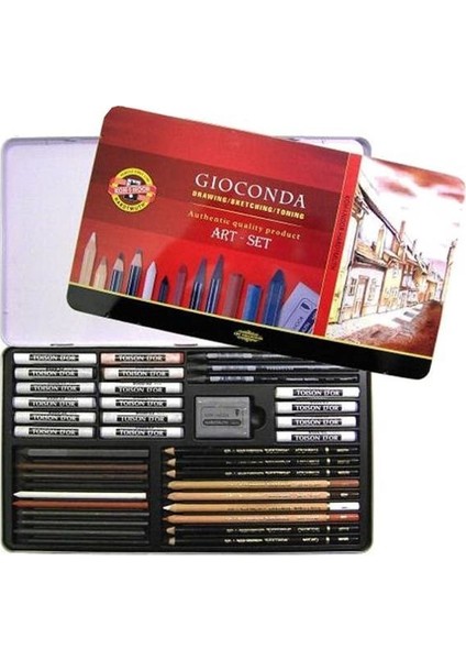 Koh-I Noor Gioconda Art Set Büyük Karakalem Eskiz Çizim Resim Seti Metal Kutu