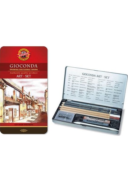 Koh-I Noor Gioconda Art Set Karakalem Eskiz Çizim Resim Seti Metal Kutu