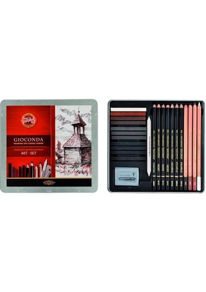 Koh-I Noor Gioconda Art Set Renkli Karakalem Eskiz Çizim Resim Seti 24 Parça Metal Kutulu
