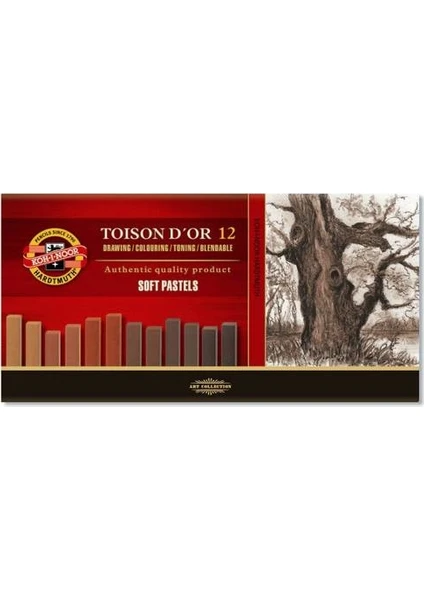 Koh-I Noor Toison D'or Soft Pastel Boya (Toz Pastel Boya) Kahverengi Tonlar 12 Renk (Köşeli)