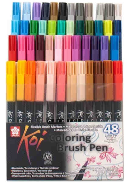 Sakura Koi Coloring Brush Pen 48 Renk Fırça Uçlu Grafik Çizim Kalemi