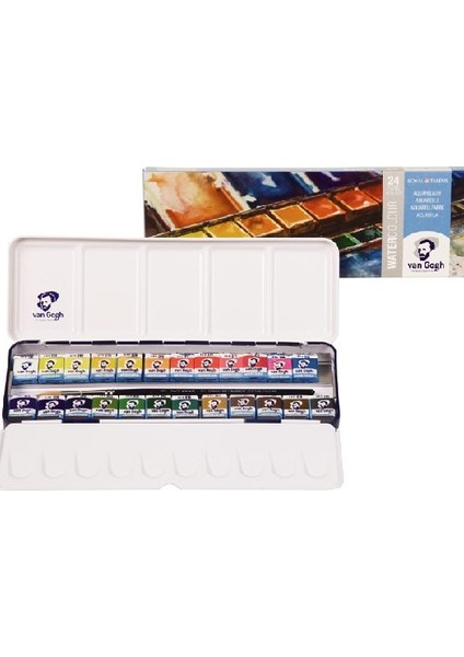 Van Gogh 1/2 Tablet Sulu Boya Seti 24 Renk Metal Kutu