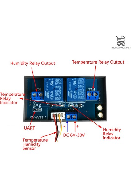 Sıcaklık ve Nem Ölçer Ekranlı Röle Termostat Xy-Wth1 THR317