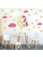 Sevimli Unicorn Sarı Yıldızlar ve Fuşya ve Beyaz Bulutlar Sticker 1