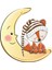 Uyuyan Tilki Turuncu Yıldızlar Gri Bulutlar Çocuk Odası Sticker 2