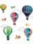Renkli Uçan Balonlar Beyaz Bulutlar Uçak Dekoratif Sticker 1