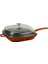 Grill Tava 26 x 26 cm Metal Saplı Cam Kapaklı Turuncu 1