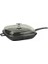 Grill Tava 28 x 28 cm Metal Saplı Cam Kapaklı Siyah 1