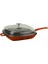 Grill Tava 28 x 28 cm Metal Saplı Cam Kapaklı Turuncu 1