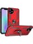 Apple iPhone 11 Kılıf Çift Katmanlı Yüzüklü Tank Vega Koruma + Nano Glass Kırmızı 3