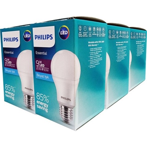Philips ESS LEDBulb 9-60W E27 Normal Duy Beyaz Işık 12'li Ekopaket Philips ESS LEDBulb 9-60W E27 Normal Duy Beyaz Işık 12'li Ekopaket