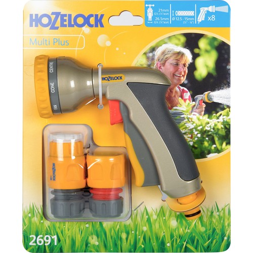 Hozelock 2691P Yuvarlak Başlıklı 8 Ayarlı Metal, Hortum Tabanca Seti