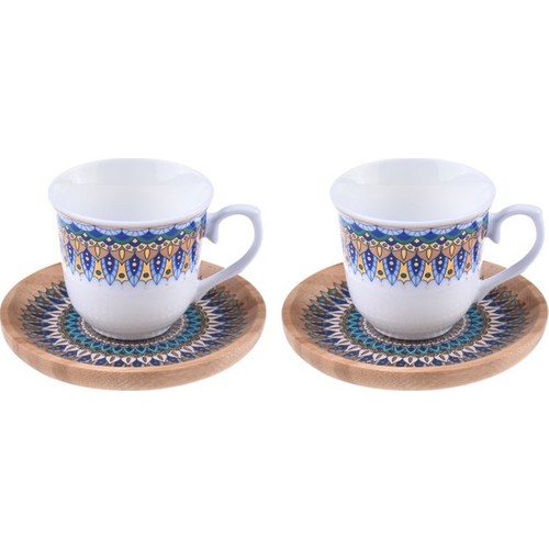 Bambum Kallavi 2 Kişilik Kahve Takımı Desen Altlıklı Mavi Fiyatı