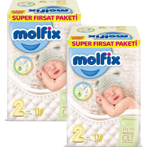 Molfix Mini 232 Adet Bebek Bezi + 2 Adet İzotonik Sulu Islak Fiyatı