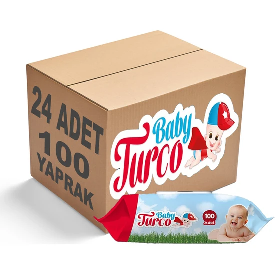 Baby Turco Islak Havlu Mendil Klasik 100 Yaprak 24 Paket Plastik Kapaklı