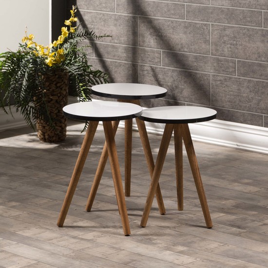 Falez Mobilya Aksesuar Zigon Sehpa 3 lü Ahşap Torna Ayak Fiyatı