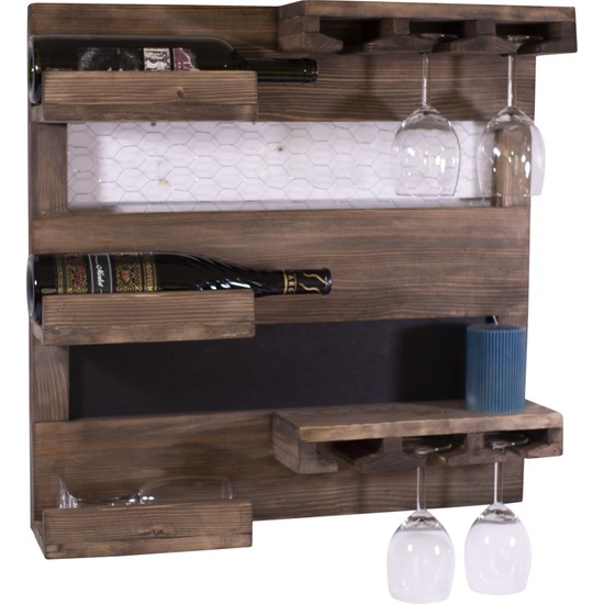 Woodensa Ahşap Şaraplık Içki Standı Masif Duvar Kadeh Rafı Fiyatı