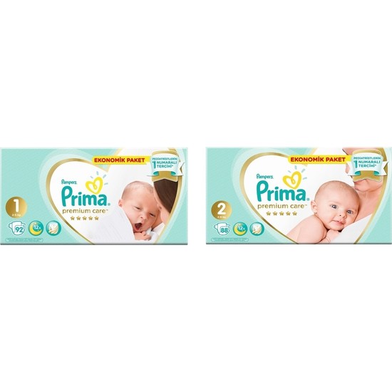 Prima Premium Care 1+2 Numara Toplam 180 Adet Bebek Bezi Fiyatı