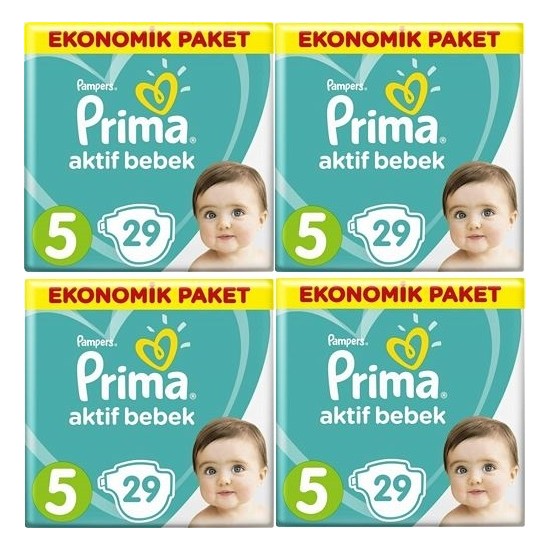 Prima Aktif Bebek Ekonomik Paket 5 Numara 29*4=116 Adet Bez Fiyatı