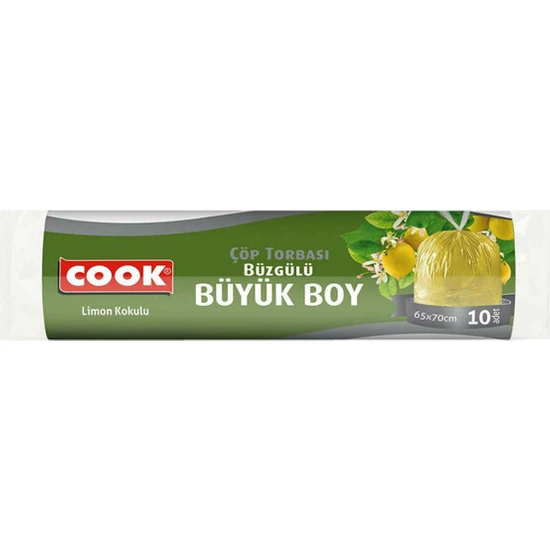 Cook Büzgülü Büyük Boy Limon Kokulu Çöp Torbası 10'lu