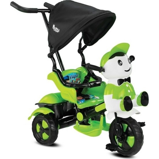 BabyHope Yupi Panda Ebeveyn Kontrollü Üç Teker Bisiklet - Yeşil