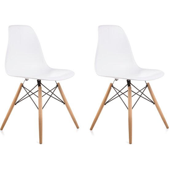 Dorcia Home Beyaz Eames Sandalye  2 Adet  Cafe Balkon Mutfak Sandalyesi