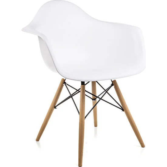 Dorcia Home Kolçaklı Beyaz Eames Sandalye  Cafe Balkon Mutfak Sandalyesi