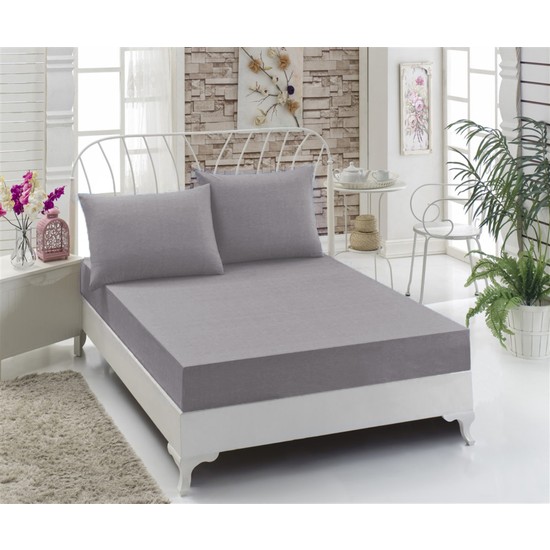 Mertim Tek Kişilik Lastikli Pamuk Penye Çarşaf Seti Gri Fiyatı