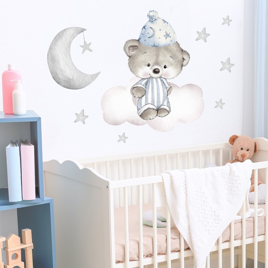 Sim Tasarım Mavi Pijamalı Ayıcık Duvar Sticker Set Fiyatı Sim Tasarım Mavi Pijamalı Ayıcık Duvar Sticker Set Fiyatı