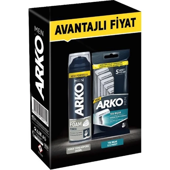 Arko Avantajlı Paket Traş Köpüğü + 5 Adet Tekli Tıraş Bıçağı