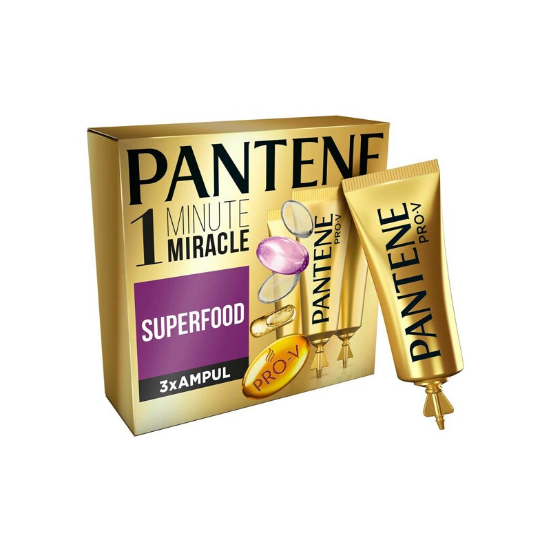 Pantene 1 Minute Miracle Pro-V Anında Onarıcı Saç Bakım Ampulleri, Antioksidan ve Lipid Destekli, Tüm Saç Tipleri için, 3x15 ml