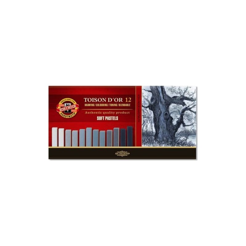 Koh-i-Noor Koh-I Noor Toison D'or Soft Pastel Boya (Toz Pastel Boya) Gri Tonlar 12 Renk (Köşeli)