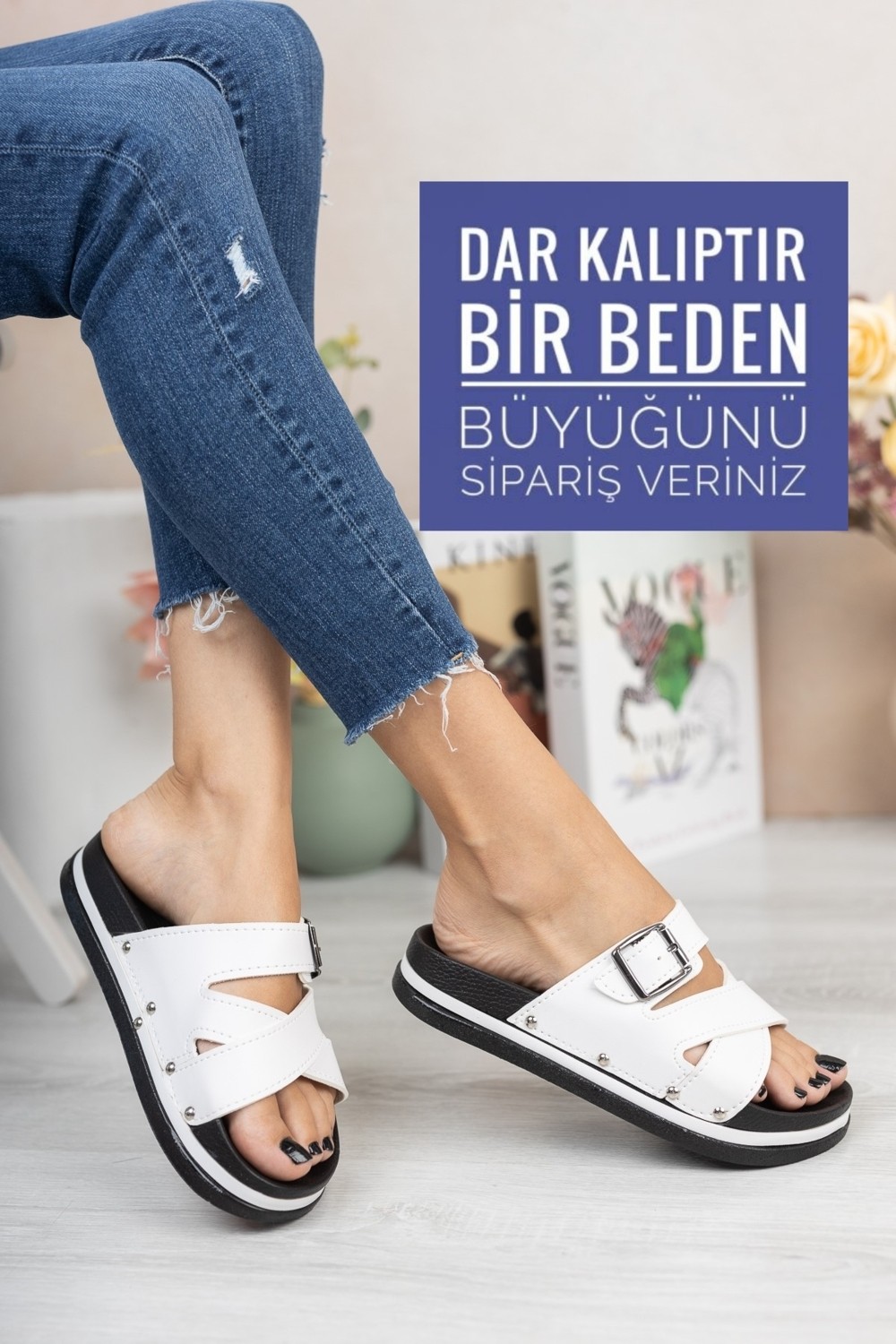 Moda Fırsat Siyah Kadın Dolgu Topuk Terlik Ortopedik Günlük Bayan Terlik Rahat Şık Topuklu Terlik görsel 2