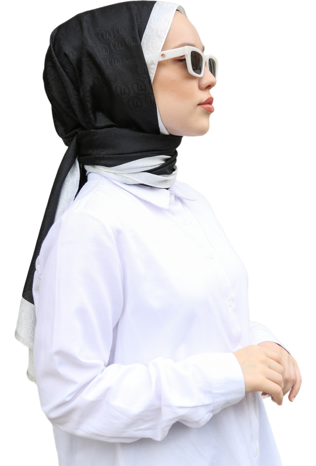Hint İpek Hint Ipek Monogram Şal - Vizon görsel 4