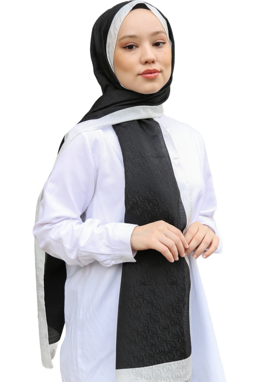 Hint İpek Hint Ipek Monogram Şal - Vizon görsel 6