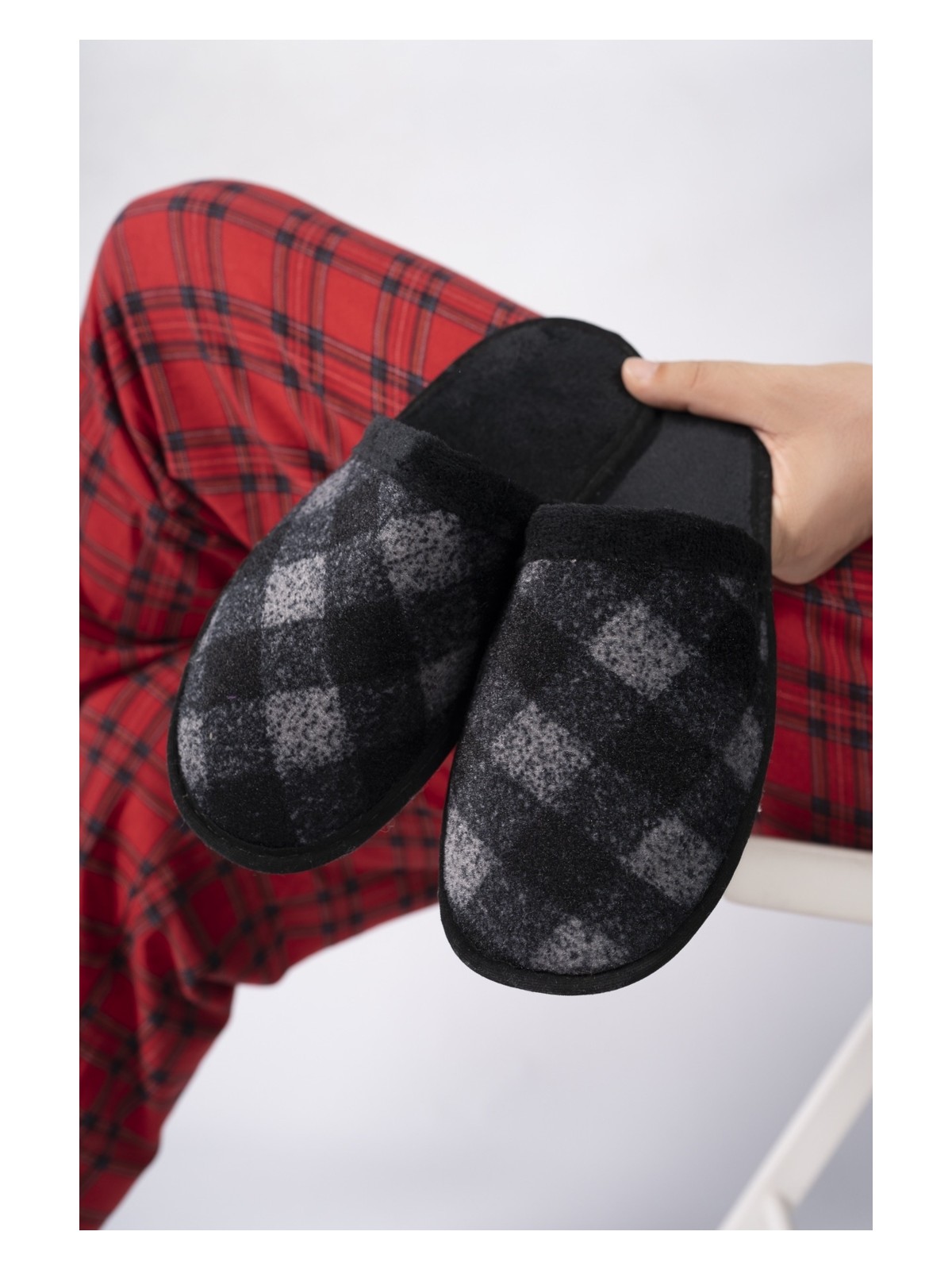 Moda Fırsat Erkek Siyah Günlük Terlik Peluş Yıkanabilir Ev Terliği Misafir Çeyiz Damat Terliği