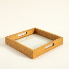 Chakra Woden Frame Camlı Tepsi 33 cm Standart