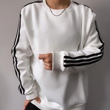 Beyaz Sweatshirt 3 Iplik ve Şardonlu Oversize,unisex,kalın