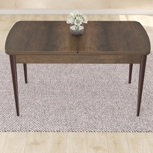 Canisa Concept Nex Serisi Barok Ahşap Desen 80 x 132 cm Mdf Mutfak Masası Takımı Metal Iskelet 6 Sandalye Gümüş Halka