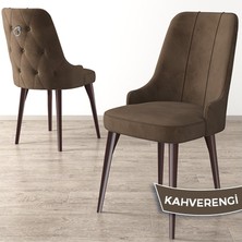 Canisa Concept Nex Serisi Barok Ahşap Desen 80 x 132 cm Mdf Mutfak Masası Takımı Metal Iskelet 6 Sandalye Gümüş Halka
