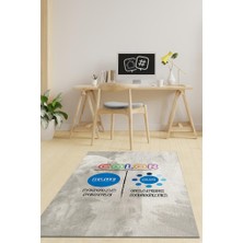 Homshtag Tasarımcı Mavisi Pamuklu Dokuma Tabanlı Yıkanabilir Kaymaz Tasarımcı Halısı