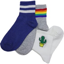 Kapar Yakamoz 3'lü Extra Rahat Unisex Spor Yarım Konç Kolej Çorap