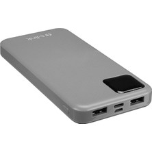 S-link G104 10000mAh 2*USB+Type-C+Micro Kompakt Tasarım Gümüş LCD Taşınabilir Pil Şarj Cihazı Powerbank