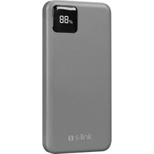 S-link G104 10000mAh 2*USB+Type-C+Micro Kompakt Tasarım Gümüş LCD Taşınabilir Pil Şarj Cihazı Powerbank